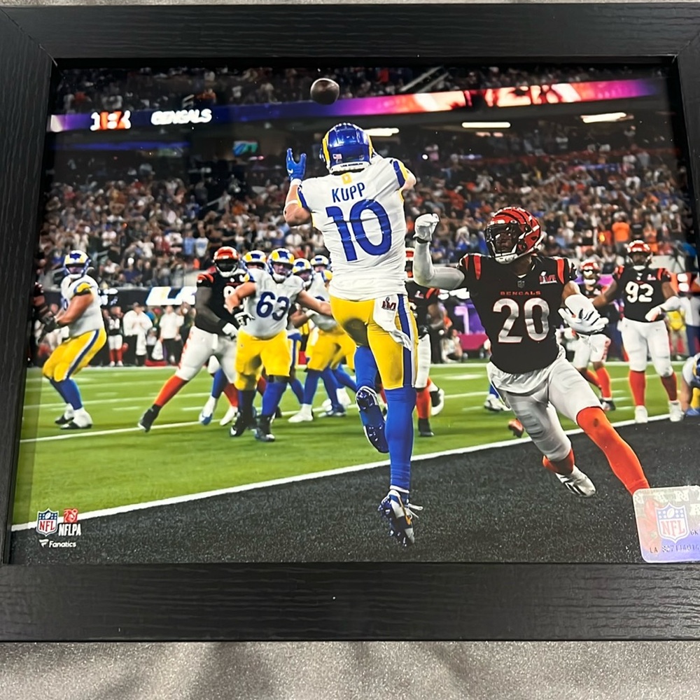 Cooper Kupp framed photo. Super Bowl 2021 game wining catch.